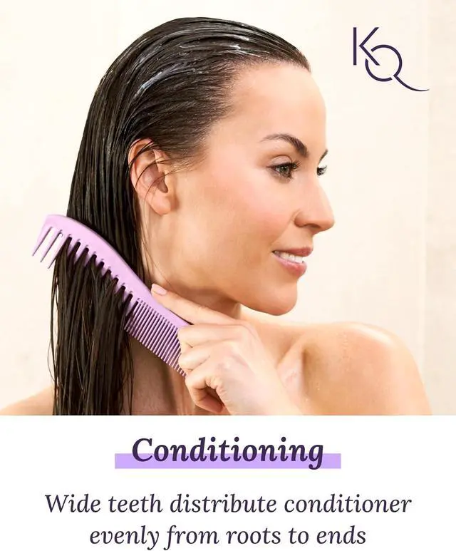 Alt view image 4 of 7 - Detangling Hair Comb for Women - 2-Sided Gentle Styling Comb With Wide and Fine Teeth - Conditioning and Detangling Comb for Thin, Thick, Curly, Straight, and All Other Womens Hair Types by Keranique