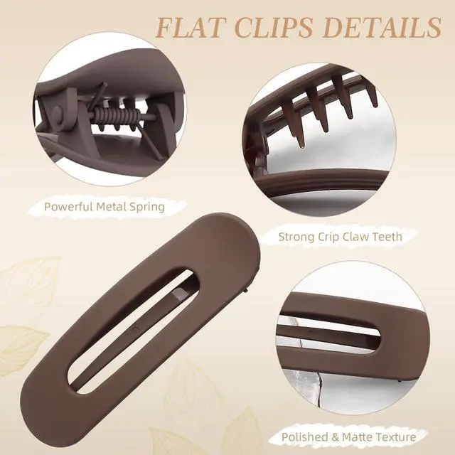 Alt view image 2 of 7 - 8PCS Flat Hair Claws Matte Non-Slip Clips for Women, Strong Hold Hair Accessories for All Hair Types, Daily Wedding Party Date Beach Use (Style1(Flat))
