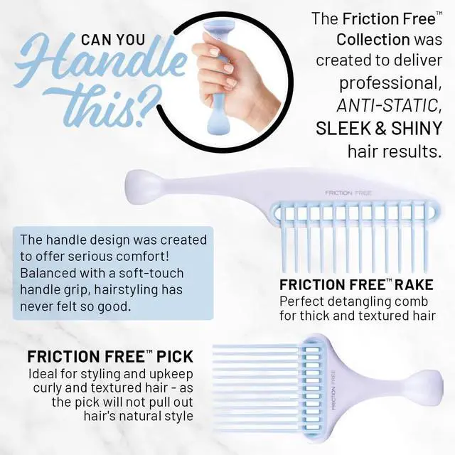 Alt view image 3 of 7 - Cricket Friction Free Pick Comb - Wide Tooth Design for Detangling, Adding Volume and Shine, Reduces Friction and Damage, Non-Slip Handle for Maximum Control, Ideal for All Hair Types