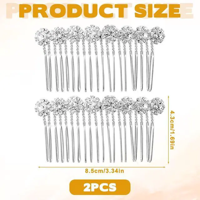 Alt view image 2 of 7 - 2Pcs Rhinestone Side Hair Combs Alloy Pearl Hair Comb Hairs Combs for Women Accessories Bridal Jewelry Clips Comb Flower Hairs Side Comb for Women Bridal Wedding(Silver)