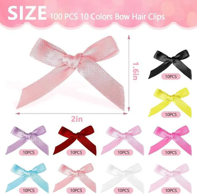 Alt view image 2 of 7 - 100Pcs Bow Hair Clips, Small Hair Bow Clip for women Girls, Mini Cute bowknot Hair Clips Barrettes Pins Metal Y2k Hair Accessories for Braids Teens Stage Concert Christmas Ballet Style