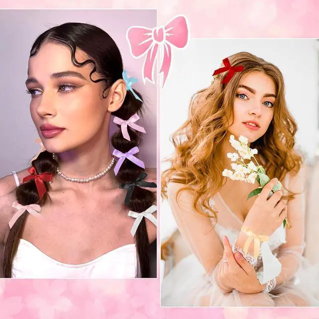 Alt view image 4 of 7 - 100Pcs Bow Hair Clips, Small Hair Bow Clip for women Girls, Mini Cute bowknot Hair Clips Barrettes Pins Metal Y2k Hair Accessories for Braids Teens Stage Concert Christmas Ballet Style