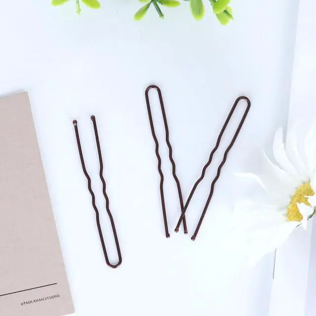 Alt view image 4 of 6 - U Shaped Hair Pins, 100PCS 2.4inch Bun Hair Pins for Women Kids Girls Hairdressing Salon with Storage Box, for All Hair Types - Brown
