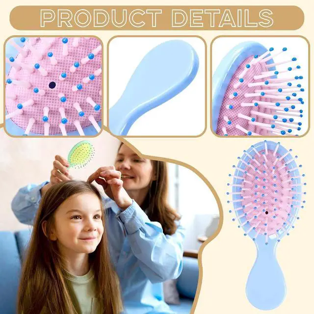 Alt view image 3 of 7 - TKOnline 10 Pack Small Hair Brush Air Cushion Hairbrush Travel Detangling Brush Oval Scalp Massage Combs Mini Wet Hair Brush for Women Girls