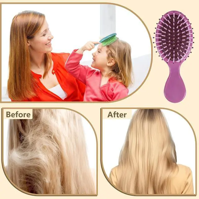 Alt view image 4 of 7 - TKOnline 10 Pack Small Hair Brush Air Cushion Hairbrush Travel Detangling Brush Oval Scalp Massage Combs Mini Wet Hair Brush for Women Girls