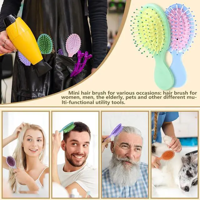 Alt view image 5 of 7 - TKOnline 10 Pack Small Hair Brush Air Cushion Hairbrush Travel Detangling Brush Oval Scalp Massage Combs Mini Wet Hair Brush for Women Girls
