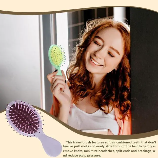 Alt view image 6 of 7 - TKOnline 10 Pack Small Hair Brush Air Cushion Hairbrush Travel Detangling Brush Oval Scalp Massage Combs Mini Wet Hair Brush for Women Girls