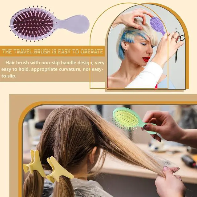 Alt view image 7 of 7 - TKOnline 10 Pack Small Hair Brush Air Cushion Hairbrush Travel Detangling Brush Oval Scalp Massage Combs Mini Wet Hair Brush for Women Girls