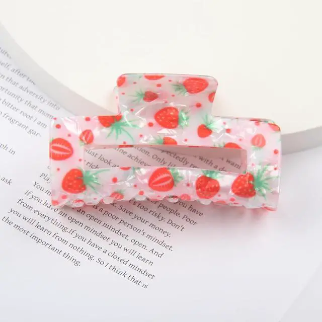 Alt view image 4 of 7 - Strawberry Hair Clips,Summer Fruit Hair Claw Clips for Women,Square Non-Slip Hair Jaw Clamp Girl Hair Accessories for Spring Summer Theme Party(03)
