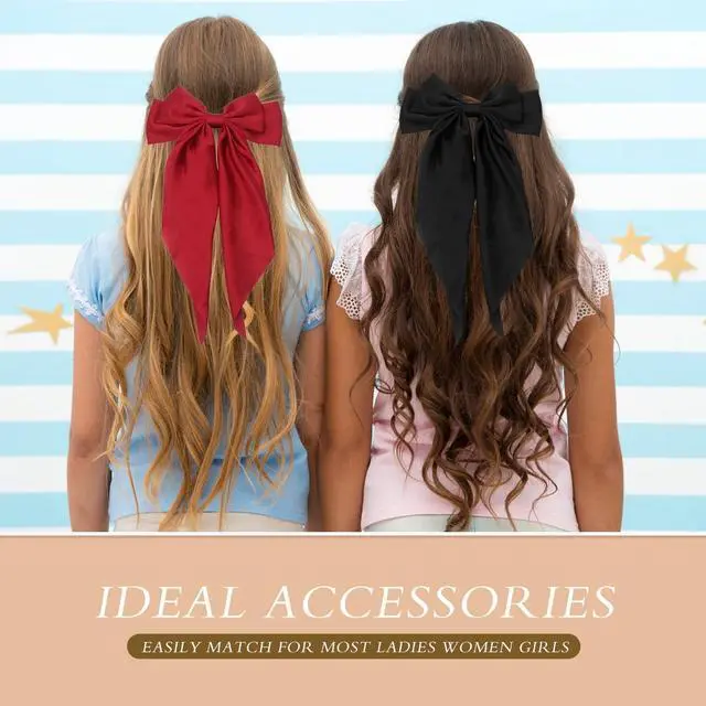 Alt view image 6 of 7 - HAALII Hair Accessories - 3 Pcs Oversized Satin Hair Barrettes, Ribbon Bowknot Clips for Women