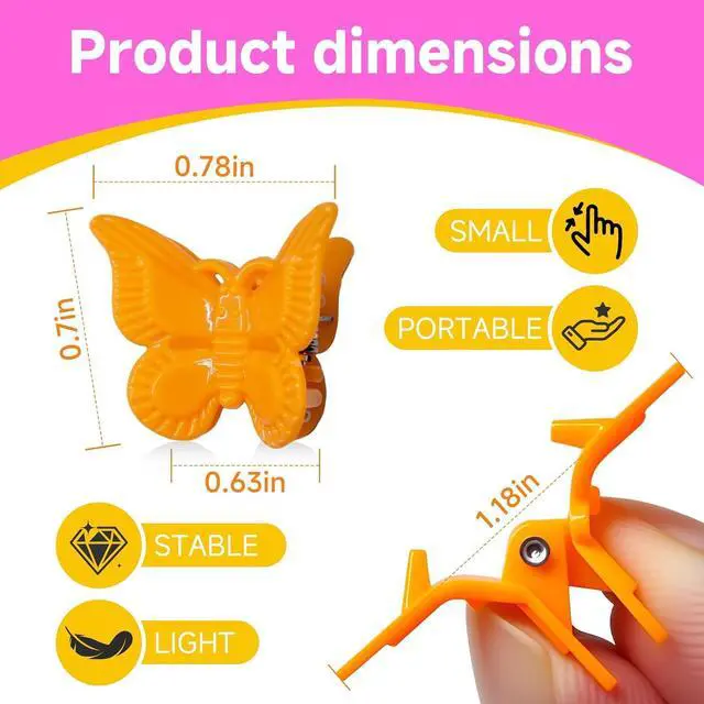 Alt view image 3 of 7 - 55 Packs Assorted Color Butterfly Hair Clips Beautiful Mini Hair Clips for Women, Girls Cute Hair Accessories for Party, Wedding, Daily Use