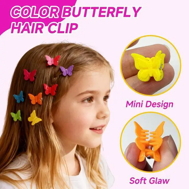 Alt view image 5 of 7 - 55 Packs Assorted Color Butterfly Hair Clips Beautiful Mini Hair Clips for Women, Girls Cute Hair Accessories for Party, Wedding, Daily Use
