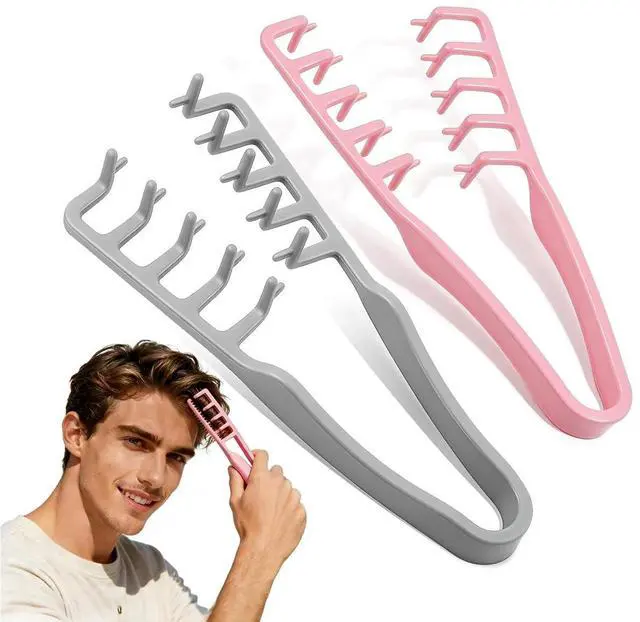 Main image of 2 Pack Texture Comb, Volumizing Wide-Tooth Hair Combs for Root Lift & Fluffy Styling, Dual Wide & Fine Tooth Design, Non-Slip Lightweight Hair Styling Tools (Grey+Pink)