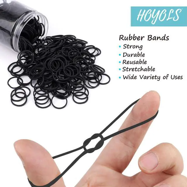 Alt view image 2 of 7 - HOYOLS Black Rubber Bands for Hair, 600 Pcs, 3/4 Inch Hair Ties | Small Elastics with Strong Stretch for Braids, Dreadlocks, Thick Hair, Ponytails and Daily Styling