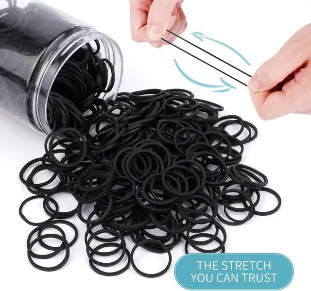 Alt view image 3 of 7 - HOYOLS Black Rubber Bands for Hair, 600 Pcs, 3/4 Inch Hair Ties | Small Elastics with Strong Stretch for Braids, Dreadlocks, Thick Hair, Ponytails and Daily Styling