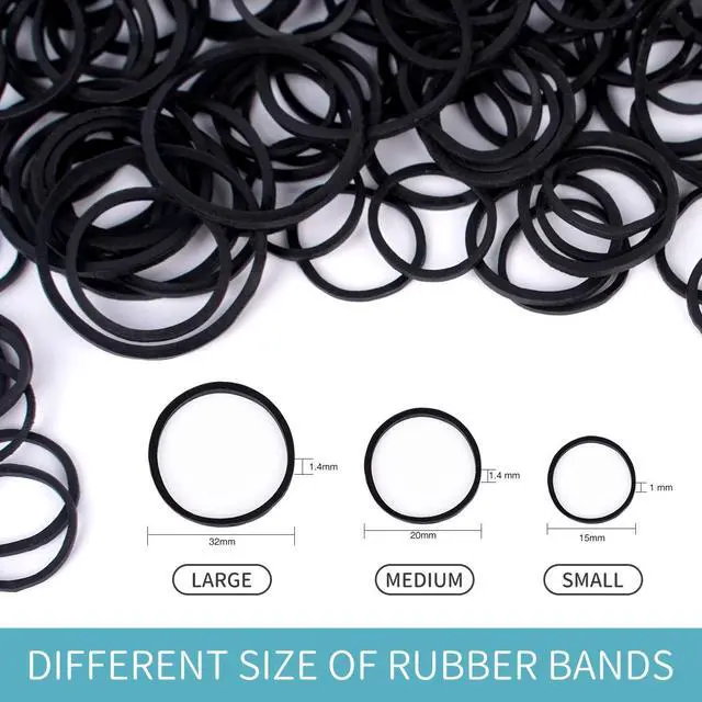 Alt view image 5 of 7 - HOYOLS Black Rubber Bands for Hair, 600 Pcs, 3/4 Inch Hair Ties | Small Elastics with Strong Stretch for Braids, Dreadlocks, Thick Hair, Ponytails and Daily Styling