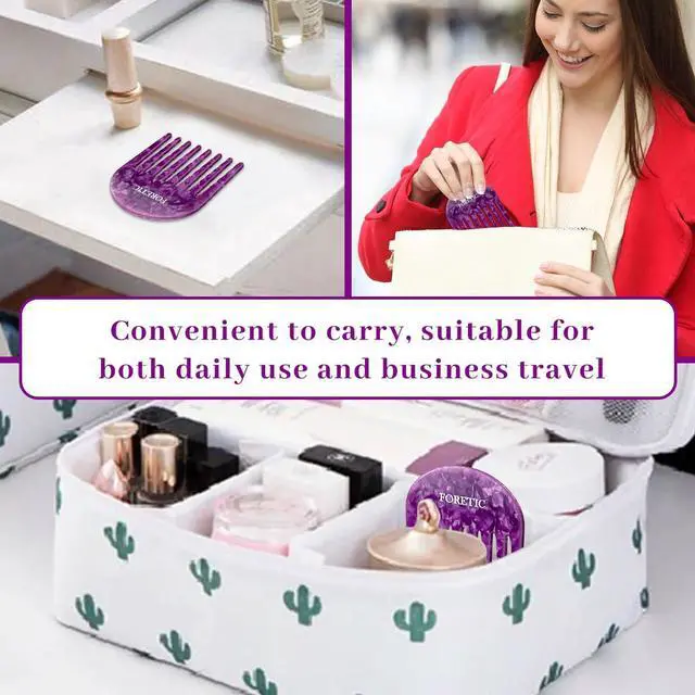 Alt view image 5 of 7 - 2 Pcs Handmade Bright Violet Wide Tooth Comb - Small, Professional Hair Detangling Comb for Wet and Dry Hair, Suitable for Long and Short Curls - 3.14 Inches