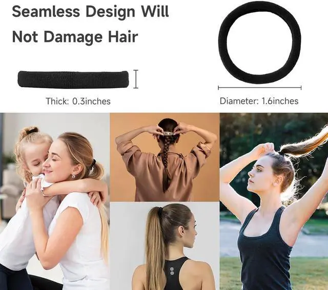 Alt view image 2 of 7 - Hair Ties for Girls Elastic Hair Tie 200 PCS Black Soft for Medium Hair Hair Accessories for Women Perfect for Long Lasting Braids Ponytails and More Pain Free Hair Ponytail Holders Hair Elastic Band