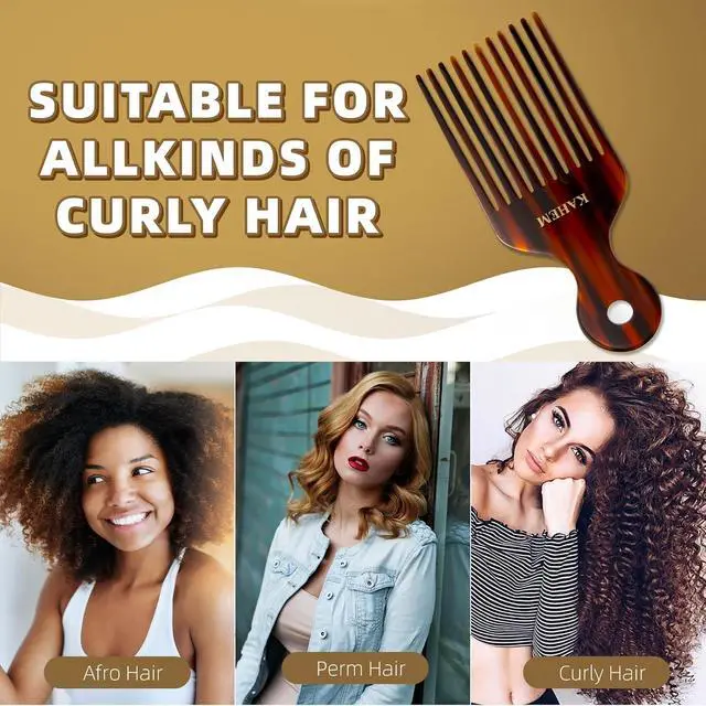 Alt view image 2 of 7 - KAHEM Wide Tooth Pick Comb for Long, Thick, Curly Hair - 6.89 Inch Detangling and Lifting Comb for Women and Men's Hair Styling