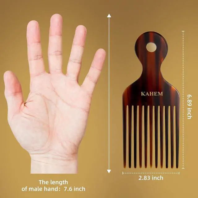 Alt view image 3 of 7 - KAHEM Wide Tooth Pick Comb for Long, Thick, Curly Hair - 6.89 Inch Detangling and Lifting Comb for Women and Men's Hair Styling