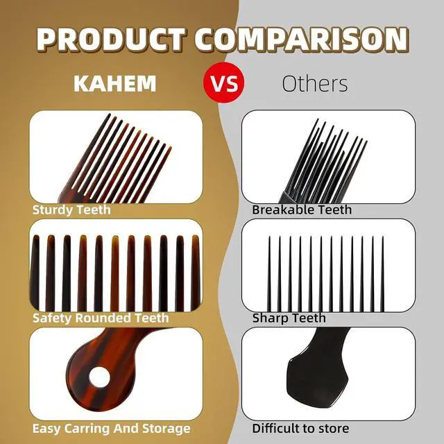 Alt view image 4 of 7 - KAHEM Wide Tooth Pick Comb for Long, Thick, Curly Hair - 6.89 Inch Detangling and Lifting Comb for Women and Men's Hair Styling