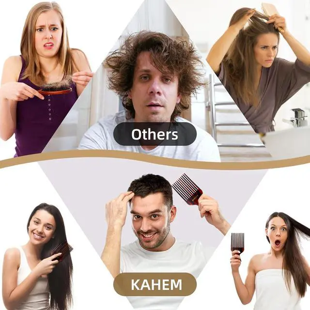 Alt view image 5 of 7 - KAHEM Wide Tooth Pick Comb for Long, Thick, Curly Hair - 6.89 Inch Detangling and Lifting Comb for Women and Men's Hair Styling
