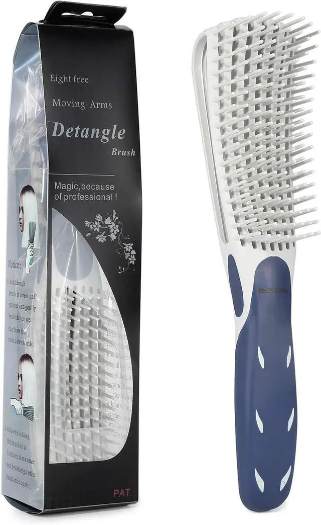 Main image of BESTOOL Detangling Brush for Curly and Natural Black Hair, Afro 3/4abc Texture, Faster and Easier Detangling of Wet or Dry Hair with No Pain (Blue)