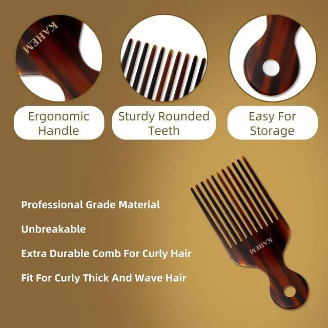 Alt view image 7 of 7 - KAHEM Wide Tooth Pick Comb for Long, Thick, Curly Hair - 6.89 Inch Detangling and Lifting Comb for Women and Men's Hair Styling