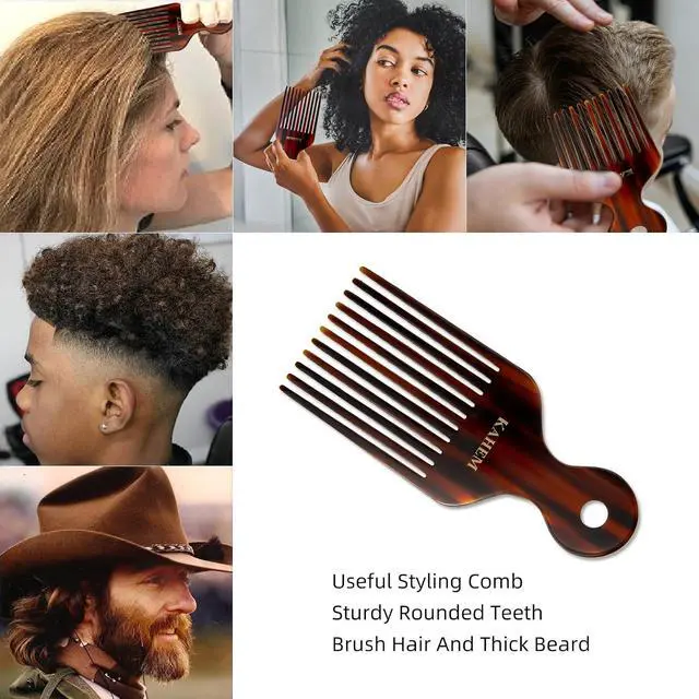 Alt view image 6 of 7 - KAHEM Wide Tooth Pick Comb for Long, Thick, Curly Hair - 6.89 Inch Detangling and Lifting Comb for Women and Men's Hair Styling