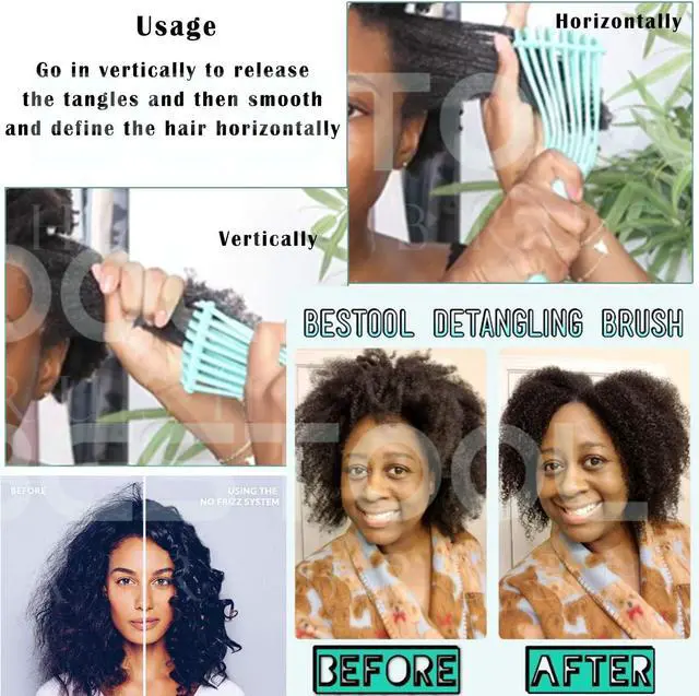 Alt view image 6 of 7 - BESTOOL Detangling Brush for Curly and Natural Black Hair, Afro 3/4abc Texture, Faster and Easier Detangling of Wet or Dry Hair with No Pain (Blue)