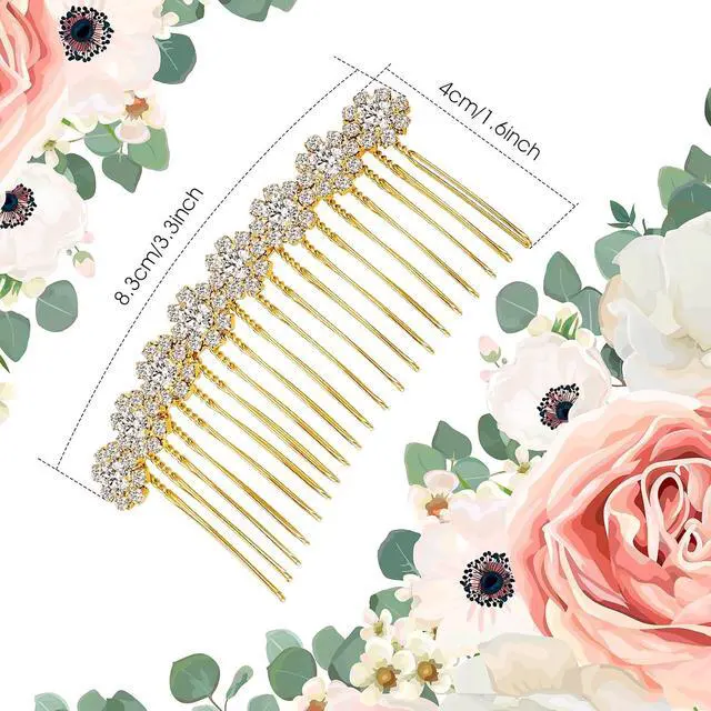 Alt view image 2 of 7 - Geosar 4 Pcs Rhinestone Hair Comb for Women, Silver,Gold | Alloy Side Bridal Hair Clips, French Style Accessories for Women Girls, Decorative Ornaments Party Updo Hairstyle