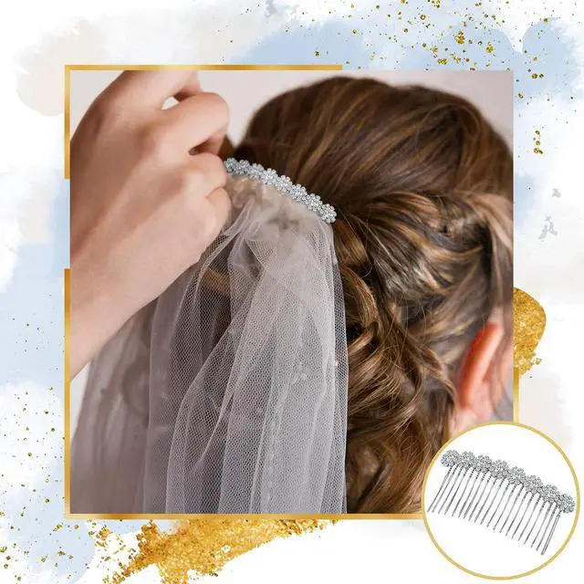 Alt view image 4 of 7 - Geosar 4 Pcs Rhinestone Hair Comb for Women, Silver,Gold | Alloy Side Bridal Hair Clips, French Style Accessories for Women Girls, Decorative Ornaments Party Updo Hairstyle