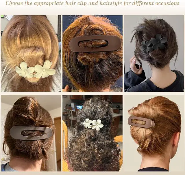 Alt view image 6 of 7 - 8PCS Flat Hair Claws Matte Non-Slip Clips for Women, Strong Hold Hair Accessories for All Hair Types, Daily Wedding Party Date Beach Use (Style1(Flat))