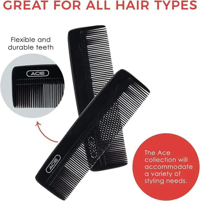 Alt view image 3 of 6 - Goody Ace Classic Bobby Pocket and Purse Comb - 5 Inch, Black, Durable & Flexible Teeth, Suitable for All Hair Types, Fine Comb Teeth for Thin to Medium Hair