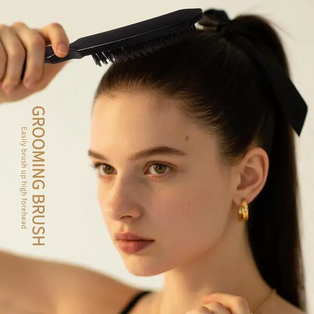 Alt view image 5 of 7 - Slick Back Hair Brush Set,Leopard Printed Set,Smoothing Brush for Smooth Flyaways, Frizz, Sleek Ponytail, Buns and Edge Hair Control, Teasing Gel Comb Styling Accessories for Women (Black)