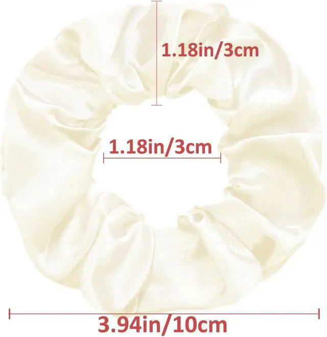 Alt view image 6 of 7 - Jaciya Satin Hair Scrunchies Ivory White Hair Ties | 12 Pack Silky Solid Color Hair Scrunchy Bands Elastic Satin Hair Ties Gentle Accessories for Sleep Work Everyday Hairstyling