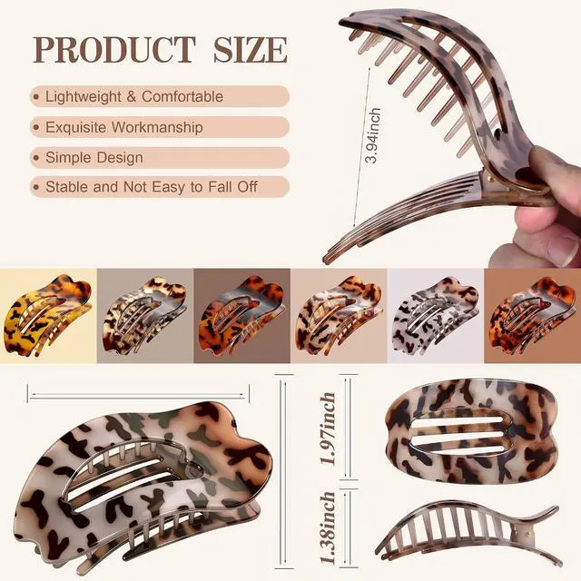 Alt view image 2 of 7 - Flat Hair Clips for Women, 6 PCS Flat Claw Clips for Women | Duckbill Hair Clips for Girls, Strong No-Slip Grip Hair Clip for Thick Thin Curly Hair