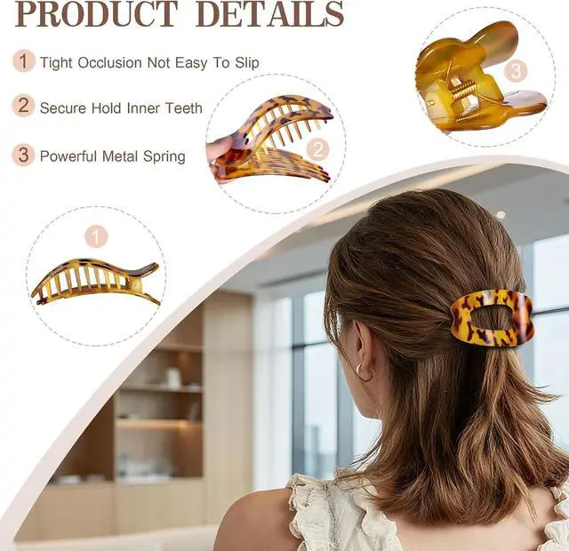 Alt view image 5 of 7 - Flat Hair Clips for Women, 6 PCS Flat Claw Clips for Women | Duckbill Hair Clips for Girls, Strong No-Slip Grip Hair Clip for Thick Thin Curly Hair