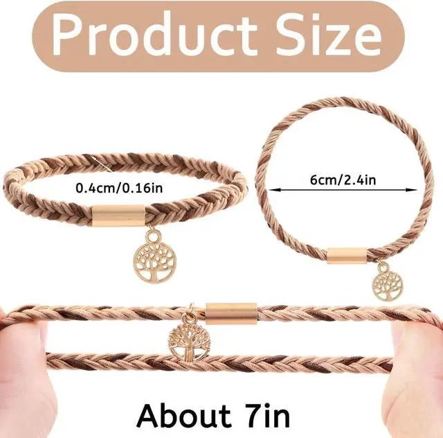Alt view image 3 of 7 - DIYDEC 10PCS Boho Hair Ties Bracelet for Women Accessories(Beige) | 5 Styles Soft Braided Boho Hair Bands Elastic No Damage Hair Ties for Girls thick Thin Long Curly Hair Accessories