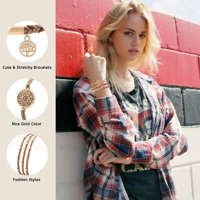 Alt view image 5 of 7 - DIYDEC 10PCS Boho Hair Ties Bracelet for Women Accessories(Beige) | 5 Styles Soft Braided Boho Hair Bands Elastic No Damage Hair Ties for Girls thick Thin Long Curly Hair Accessories