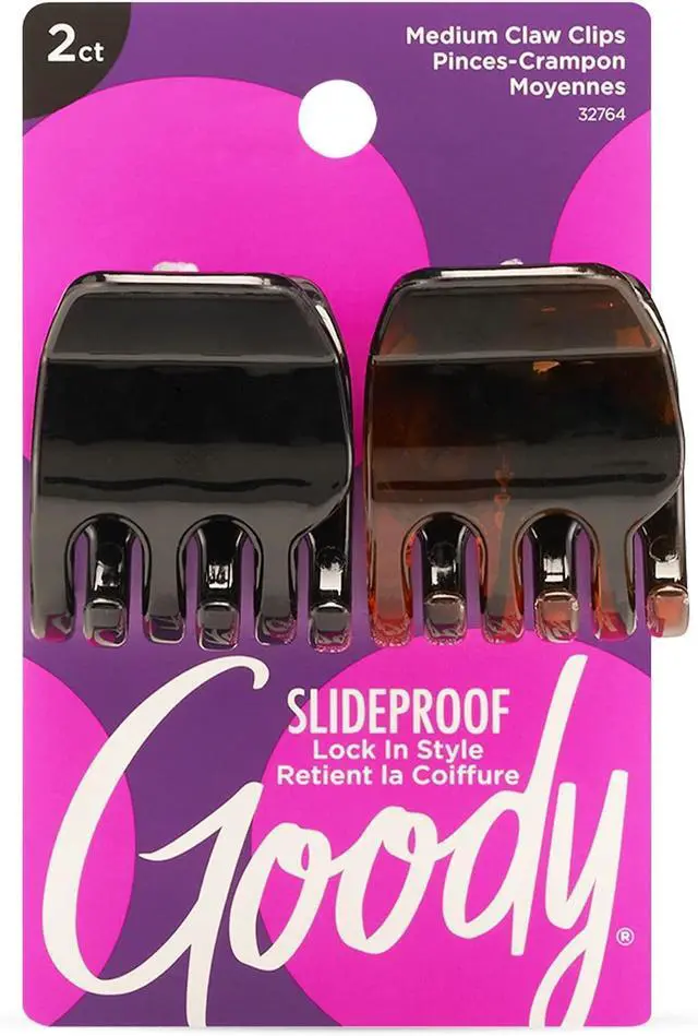Main image of Goody Classics Medium Claw Clips, Black and Brown Colors - Great for Easily Pulling Up Your Hair - Pain-Free Hair Accessories for Women, Men, Boys and Girls, 2 Count (Pack of 1)