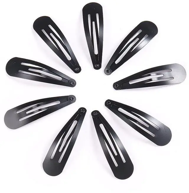Main image of Black Snap Hair Clips, 12 Pcs Hair Barrettes for Women, 2 Inch | Non-slip Metal Hair Barrette Accessories for Girls, Women, Kids Teens or Toddlers