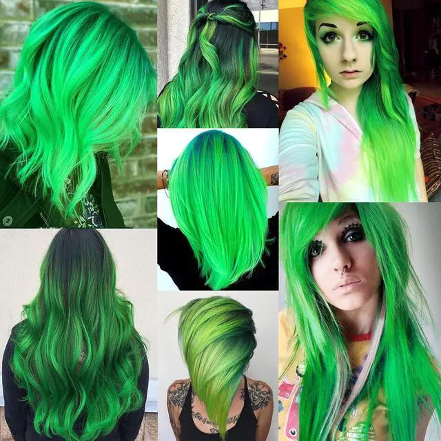 Alt view image 4 of 6 - 12PCS Colored Emerald Green Hair Extensions 22 Inch | Party Highlights Clip in Hair Extensions Straight Synthetic Hairpieces for Women Kids Girls Halloween Christmas Cosplay