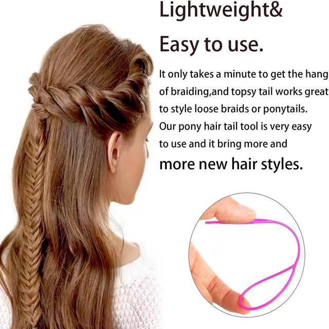 Alt view image 6 of 7 - Pony Hair Tail Tools, Hair Loop Styling Tool French Braiding Hair Tool | ZTRHYOO 6pcs Hair Braid Accessories Ponytail Maker for Women Girls, Ponytail Hair Pull Through Tool (2pink+2blue+2purple)