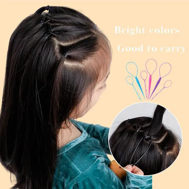 Alt view image 7 of 7 - Pony Hair Tail Tools, Hair Loop Styling Tool French Braiding Hair Tool | ZTRHYOO 6pcs Hair Braid Accessories Ponytail Maker for Women Girls, Ponytail Hair Pull Through Tool (2pink+2blue+2purple)