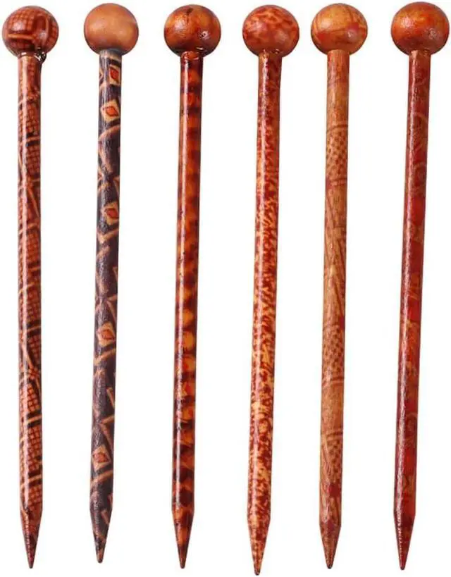 Main image of 6 Pieces Wood Hair Sticks Japanese Hair Chopsticks for Hair Pins for Women Long Handmade Craft 13cm