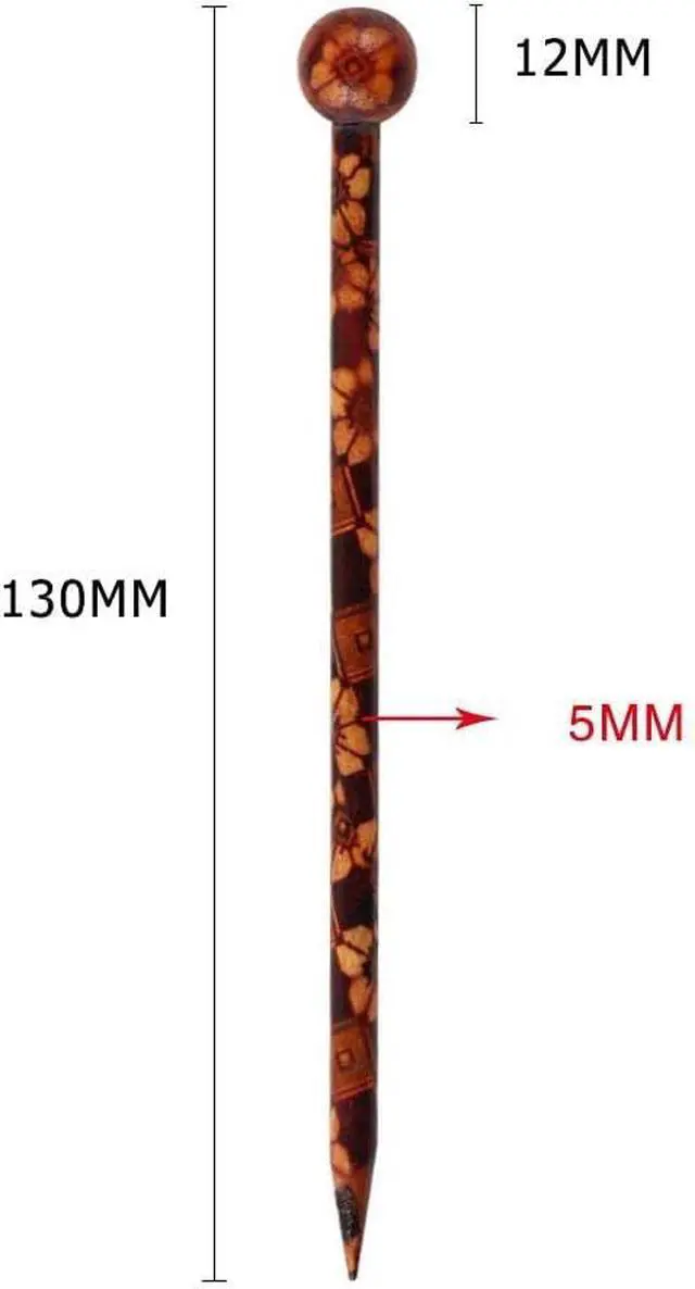 Alt view image 3 of 7 - 6 Pieces Wood Hair Sticks Japanese Hair Chopsticks for Hair Pins for Women Long Handmade Craft 13cm