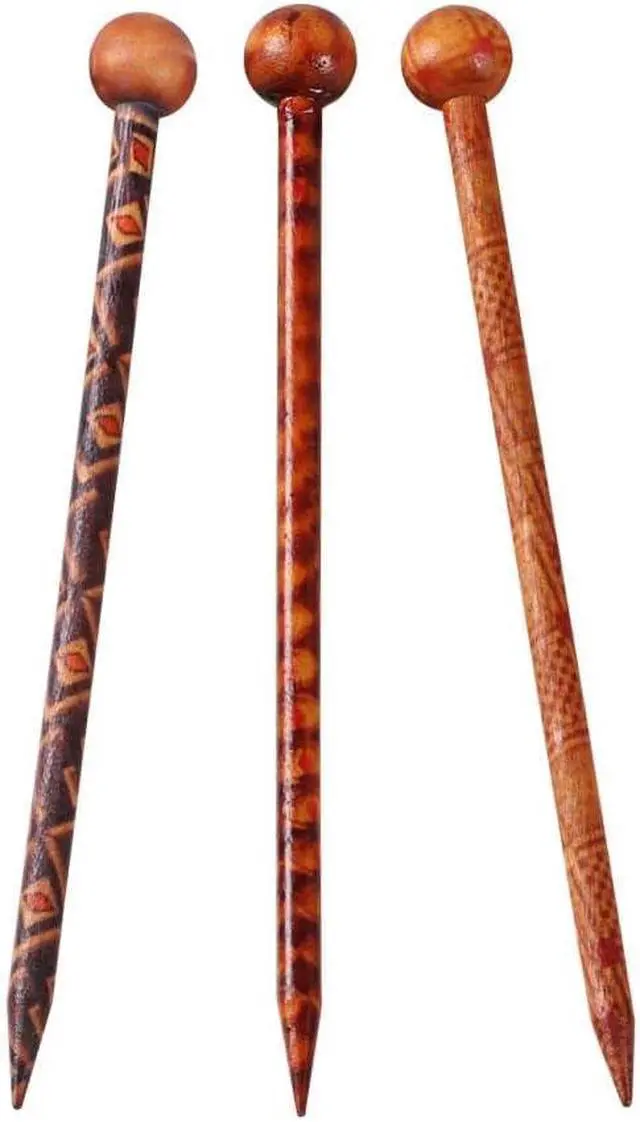 Alt view image 4 of 7 - 6 Pieces Wood Hair Sticks Japanese Hair Chopsticks for Hair Pins for Women Long Handmade Craft 13cm