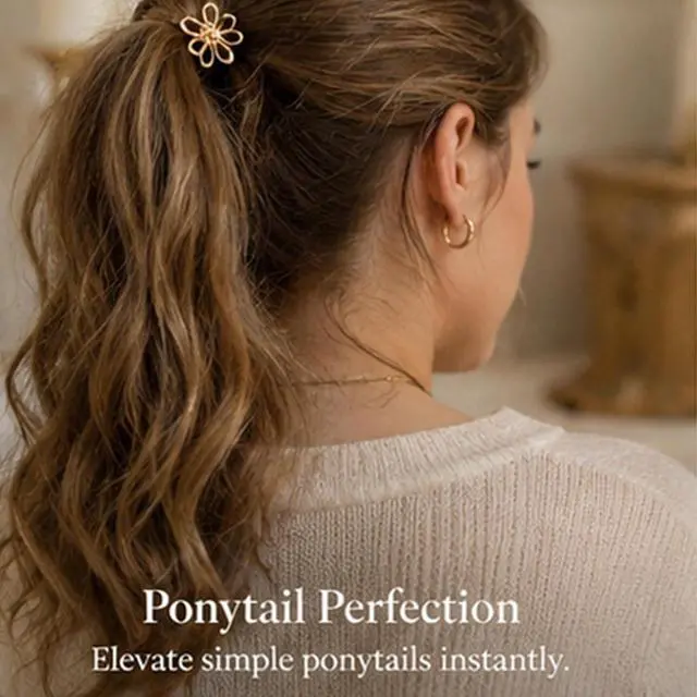 Alt view image 7 of 7 - Gold Small Flower Hair Clips for Women, Cute Mini Tiny Little Sparkling Metal Flower Sweet Artificial Bangs Nonslip Hair Claw Clips Decorative (Gold)