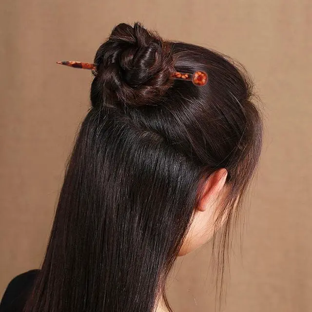 Alt view image 5 of 7 - 6 Pieces Wood Hair Sticks Japanese Hair Chopsticks for Hair Pins for Women Long Handmade Craft 13cm